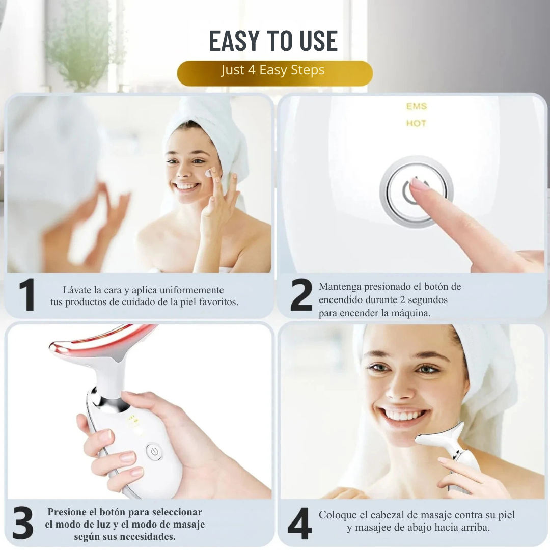 Masajeador facial terapia de luz LED eliminación de doble mentón rejuvenece la piel