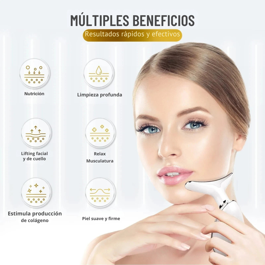 Masajeador facial terapia de luz LED eliminación de doble mentón rejuvenece la piel