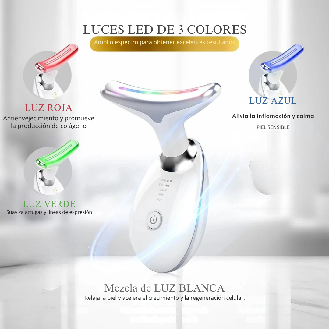 Masajeador facial terapia de luz LED eliminación de doble mentón rejuvenece la piel