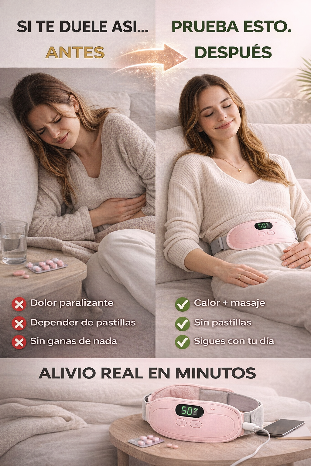 Anticólicos y Masajeador Menstrual FEMAX- ✨Alivio discreto, para cualquier lugar🌸✨