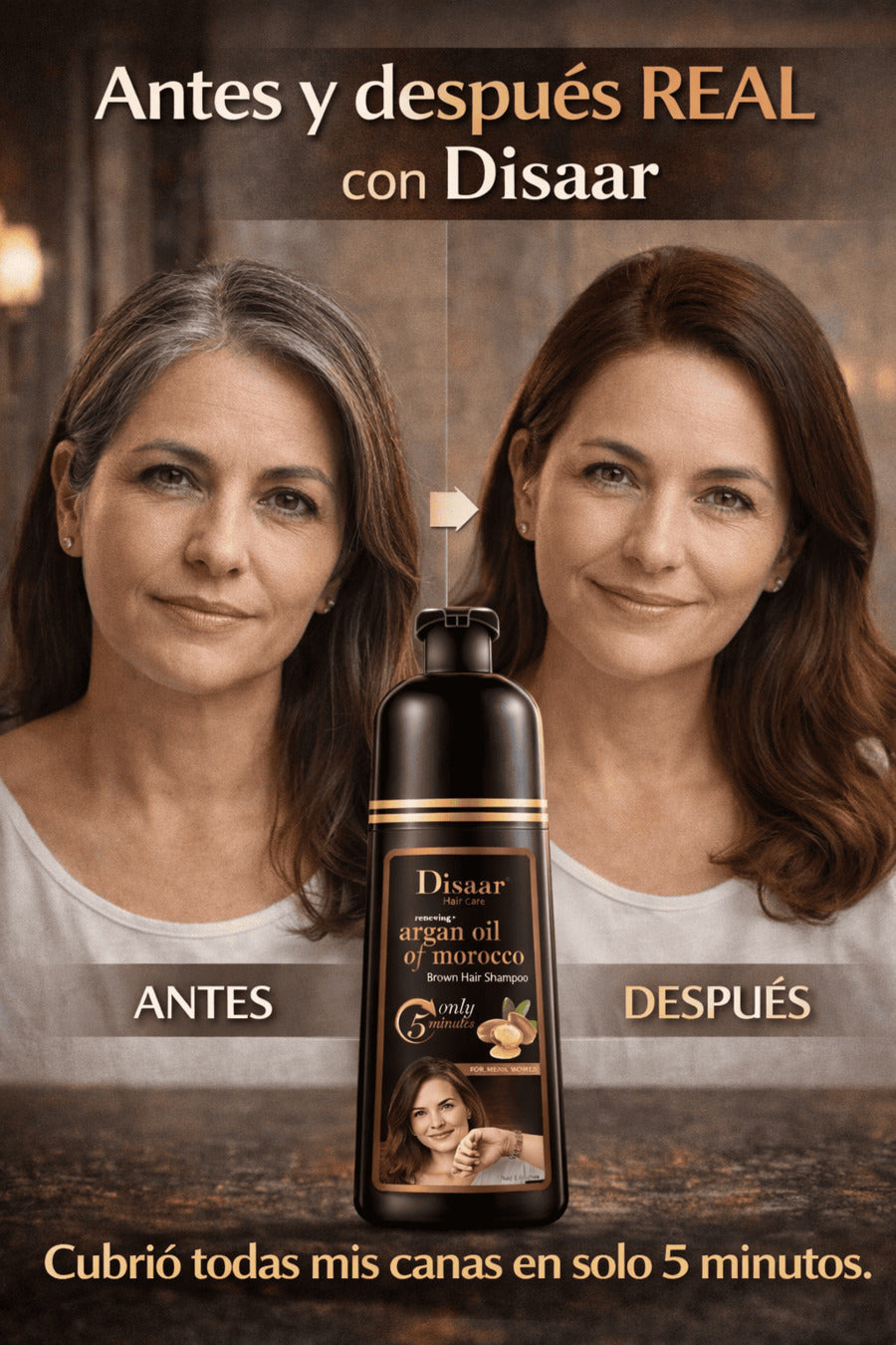 DISAAR RENOVA COLOR  ARGÁN-Shampoo Cubre Canas Profesional PREMIUM