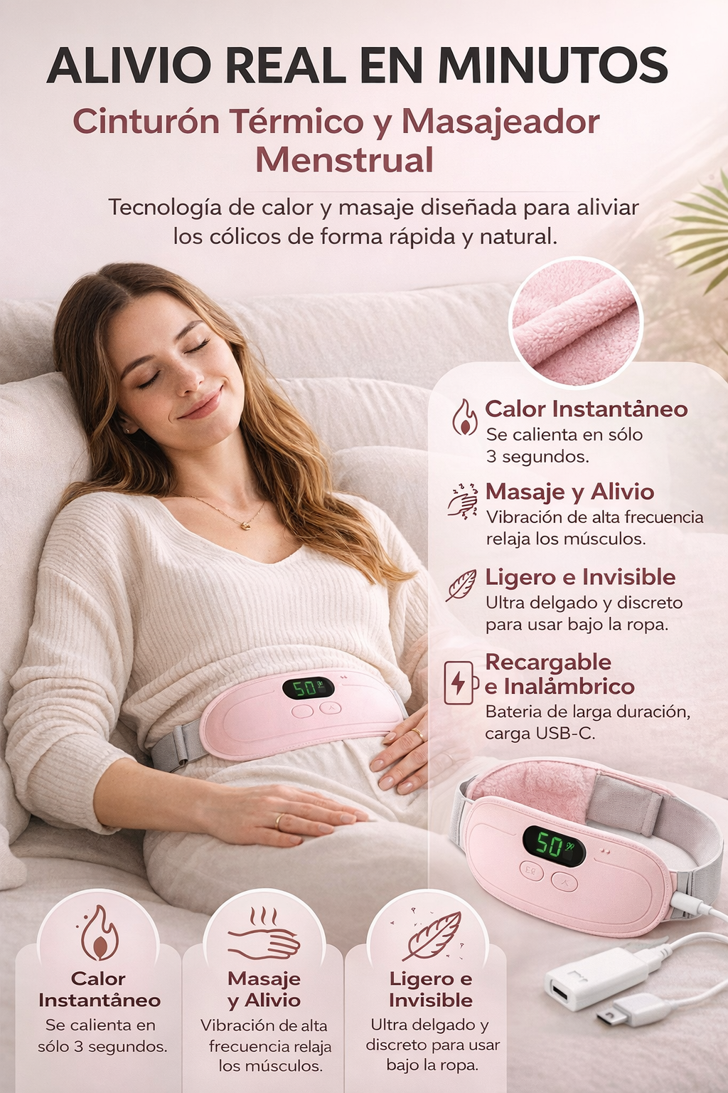 Anticólicos y Masajeador Menstrual FEMAX- ✨Alivio discreto, para cualquier lugar🌸✨